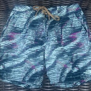 The North Face Men’s Blue Graphic Swim Trunks, Size 32